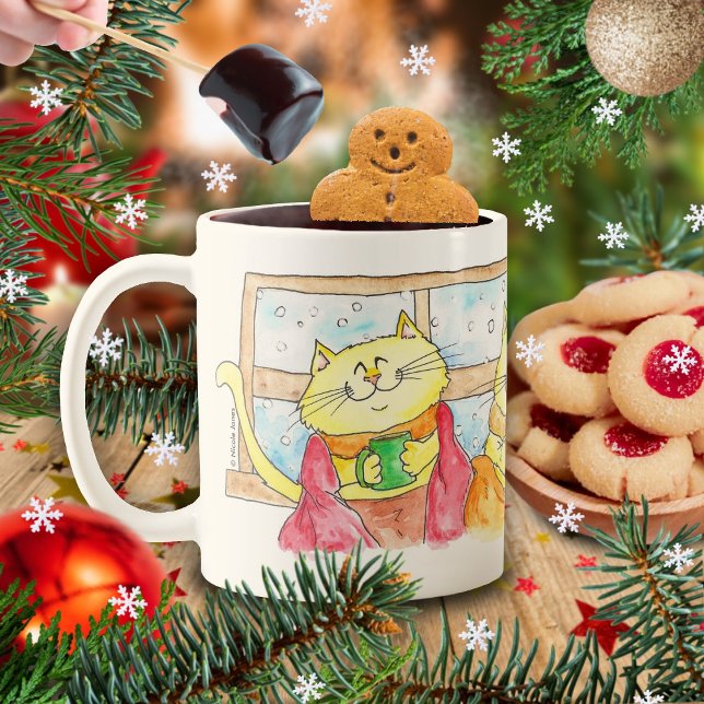  mysig vinterkatt MUG av Nicole Janes Kaffemugg (Skapare uppladdad)