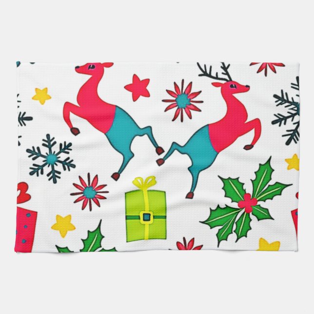 mysig vinterprakt Mönsterdrömdesign Kökshandduk (Horisontell)