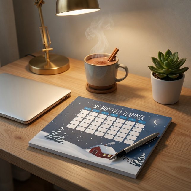 mysig vinterstugablock | Brevpapper för snöiga nät Anteckningsblock (Skapare uppladdad)