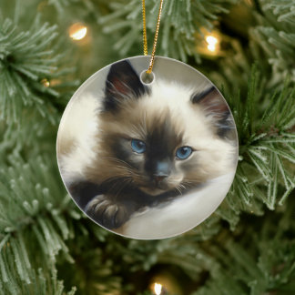 Mysiga assistenten Siamese Kitten Julgransprydnad Keramik