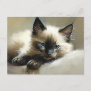 Mysiga assistenten Siamese Kitten Vykort