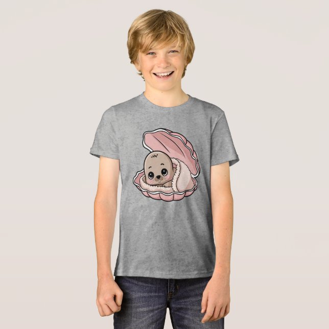 Mysiga Baby-förseglingen i Rosa Seashell T Shirt (Framsida Full)