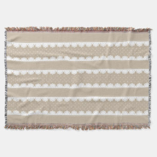 Mysiga Beige & White Snöre Stripe Mönster Filt