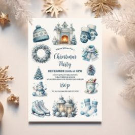 Mysiga blåa julafton Party Inbjudningar