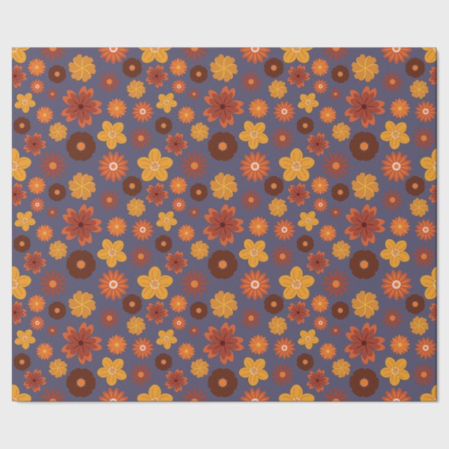 Mysiga blommor Sömlös Thanksgiving Blommigt Presentpapper (Seam)