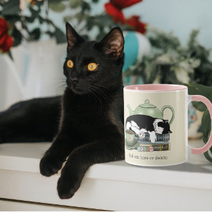 mysiga böcker katt smoking te mysig grön tekanna l mugg
