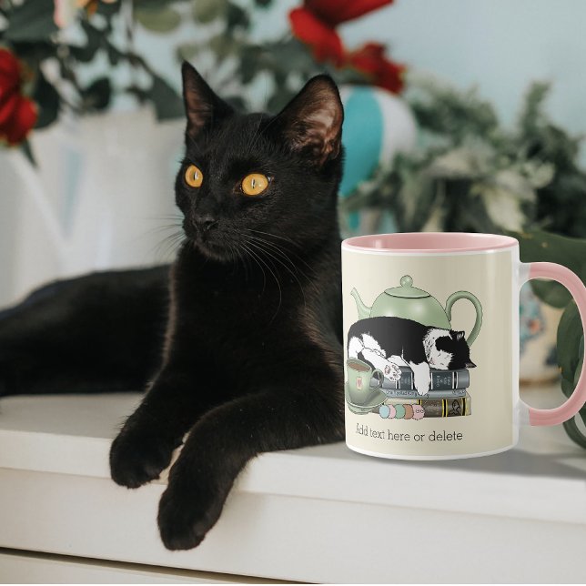 mysiga böcker katt smoking te mysig grön tekanna l mugg (Skapare uppladdad)