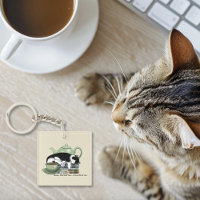 mysiga böcker katt smoking tekopp söt grön tekanna
