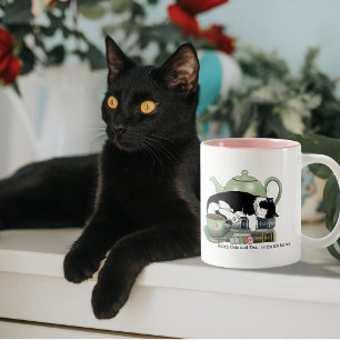 mysiga böcker katt smoking tekopp söt grön tekanna Två-Tonad mugg
