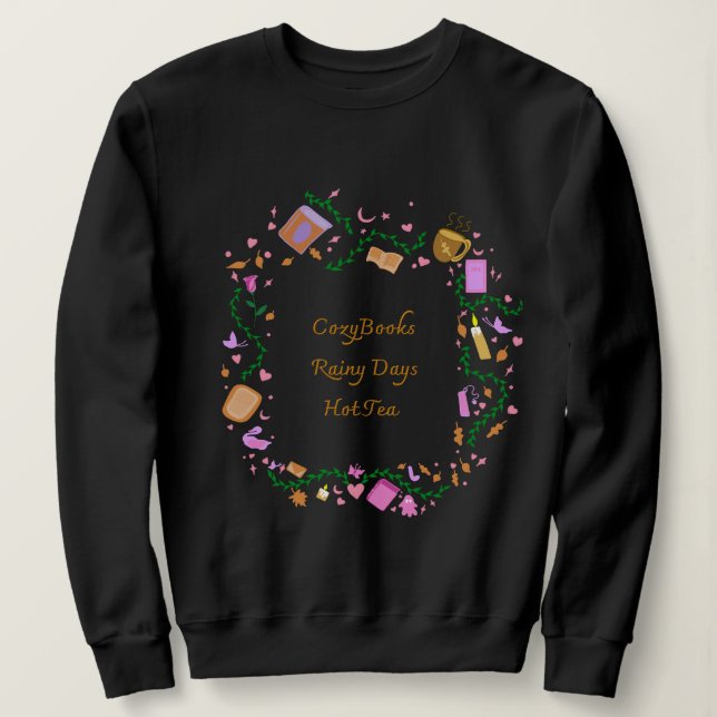  mysiga böcker, regniga dagar, varmt te t shirt (Design framsida)