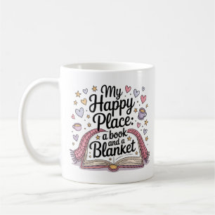 Mysiga Bok och Blanket Pastel Whimsical Kaffemugg
