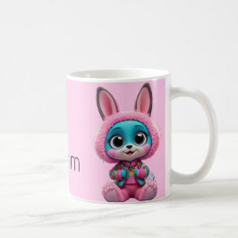 Mysiga Bunny Mugg - Cute Blue Rabbit in Rosa Huva 