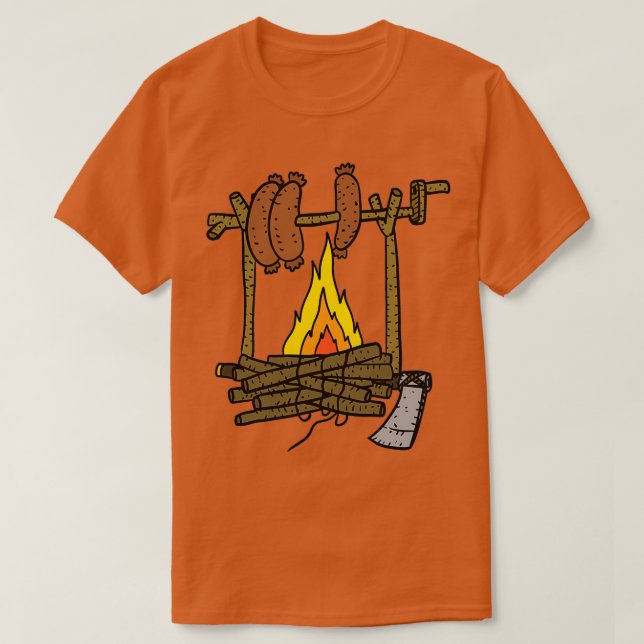 mysiga campfire-faser för rostning av germankorv t shirt (Design framsida)