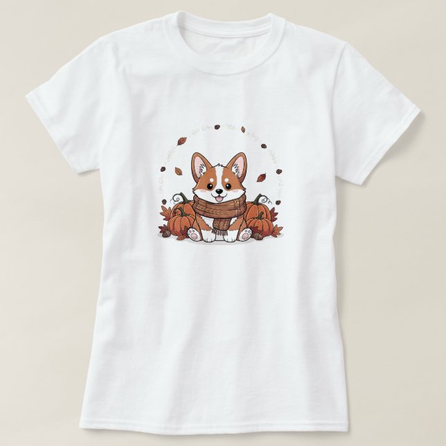 Mysiga Corgi | ENDAST VITA T Shirt (Design framsida)