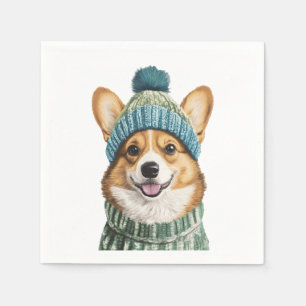 Mysiga Corgi i vinterredskap Pappersservett