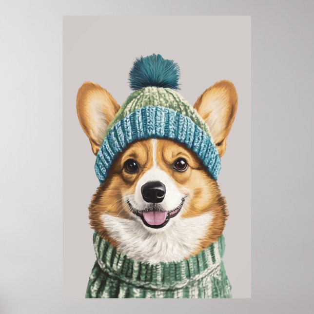 Mysiga Corgi i vinterredskap Poster (Framsidan)