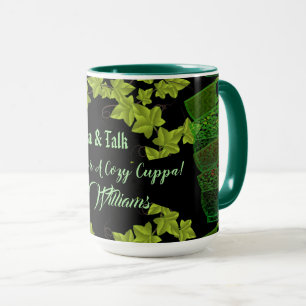 Mysiga Cuppa Grönt Tea Kopp Eftermiddagen Tea Part