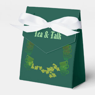 Mysiga Cuppa Grönt Tekopp Aeftermiddag Tea Party B Presentaskar