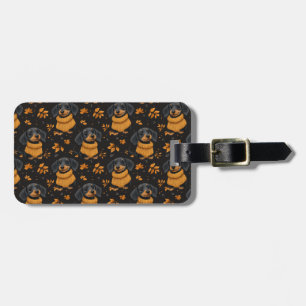 Mysiga Dachshund Autumn Mönster - Hundälskare - de Bagagebricka