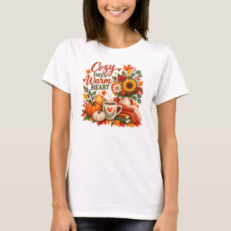 mysiga dagars varma hjärta höstblommig t-shirt