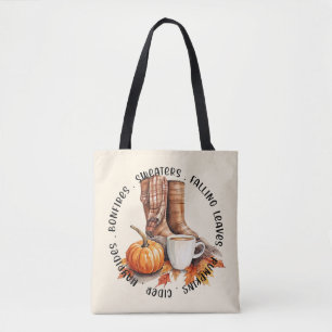 Mysiga Fall Vibes - Boots, Pumpkin Spice, Bonfire Tygkasse