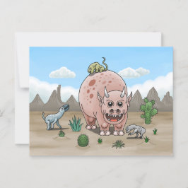 Mysiga Fantasy Dinosaurs i öknen Vykort