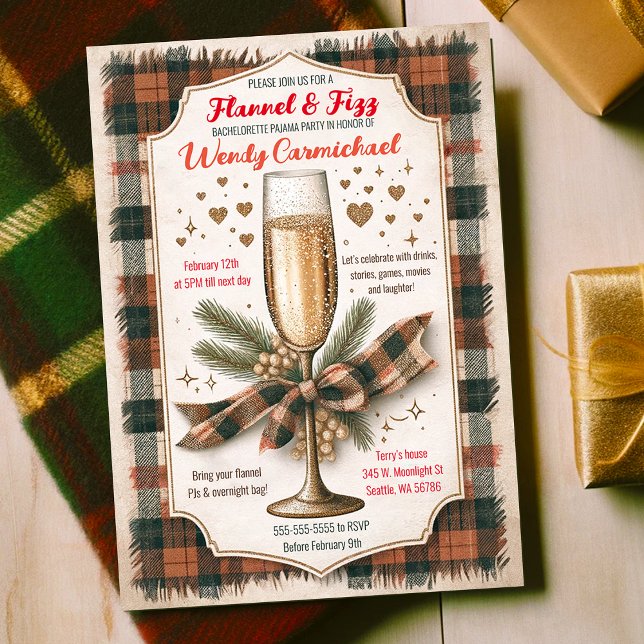 Mysiga Festive Flskanals och Fizz Bachelorette Par Inbjudningar (Skapare uppladdad)