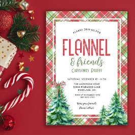 Mysiga Flanell och God Jul Party Inbjudningar