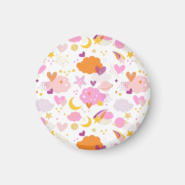 Mysiga galaxycosmos, måne, stjärnor och hjärta Thr Magnet (Framsidan)