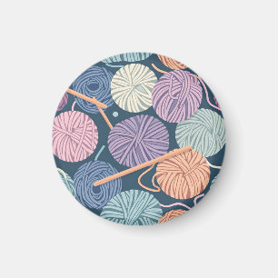 mysiga garnbollar och stickor sömlösa mönster magnet