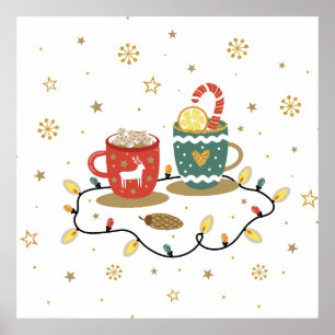 Mysiga Guld-julkaffe Kakao Poster