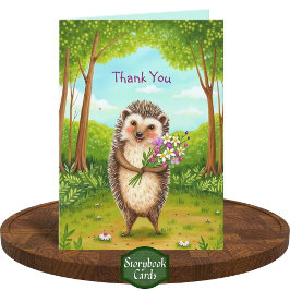 Mysiga Hedgehog och Wildblommor Forest Tack Kort