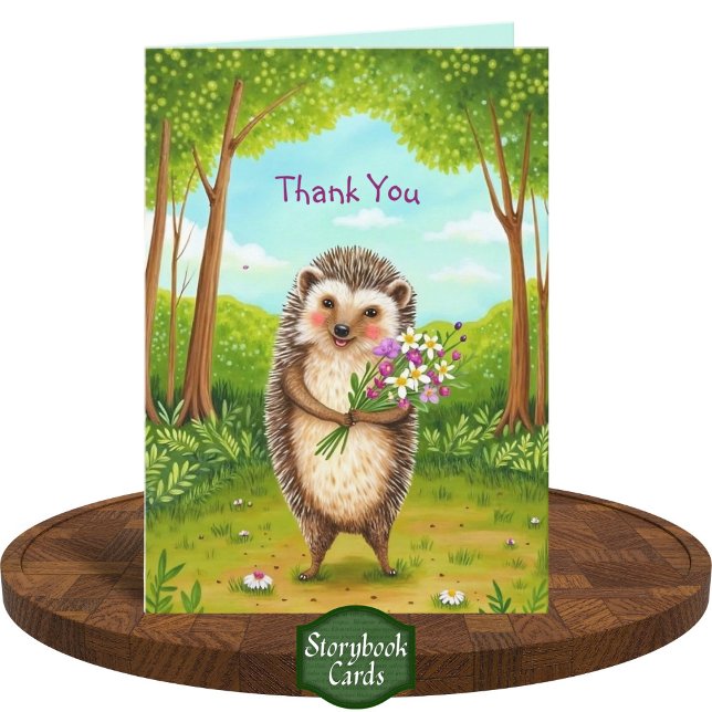 Mysiga Hedgehog och Wildblommor Forest Tack Kort (Skapare uppladdad)