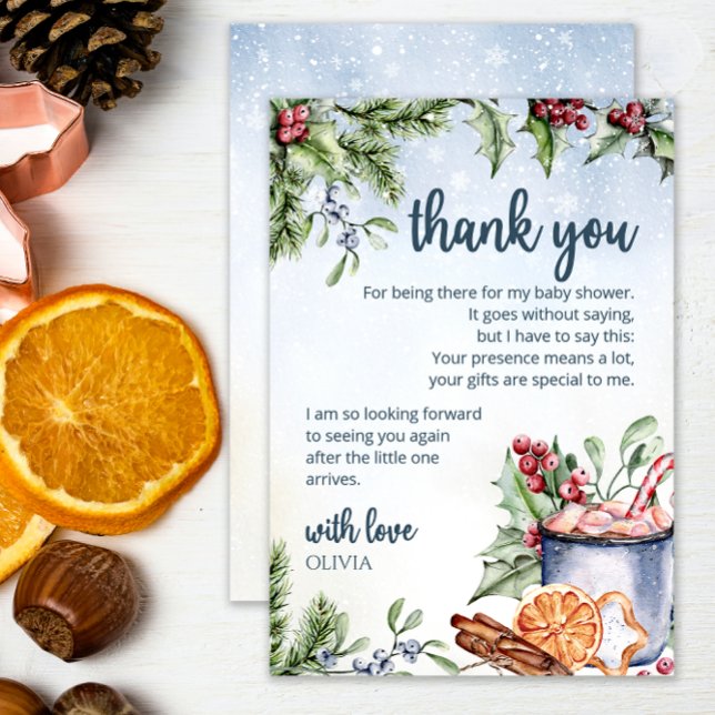 Mysiga Hetten Kakao Snowly Baby Shower Tack Kort (Skapare uppladdad)