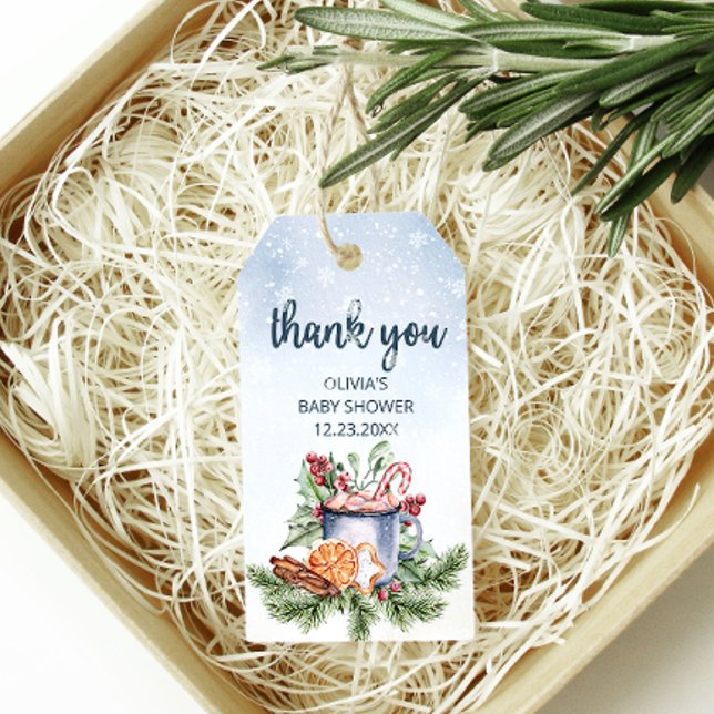Mysiga Hetten Kakao Snowly Baby Shower Tack Presentetikett (Skapare uppladdad)
