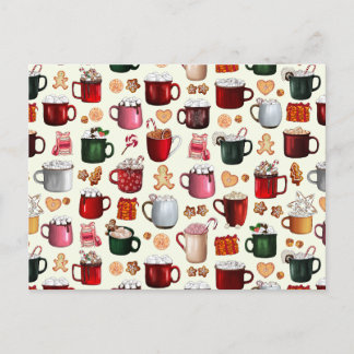 Mysiga Hetter av kakao- och vinterdrycker Helg Vykort