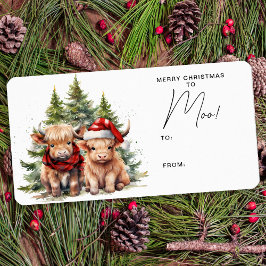 Mysiga höglandskäggisken Boskap God jul Adressetikett