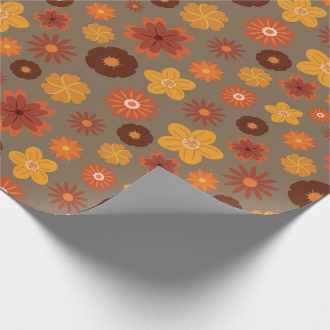 Mysiga höstblommor sömlösa Thanksgivingar Presentpapper (Hörn)