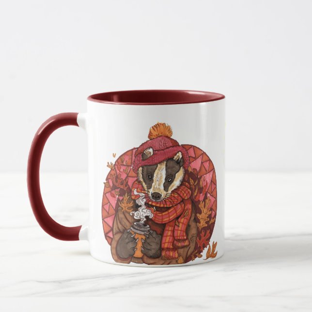 Mysiga hösten Badger Art Mugg (Vänster)