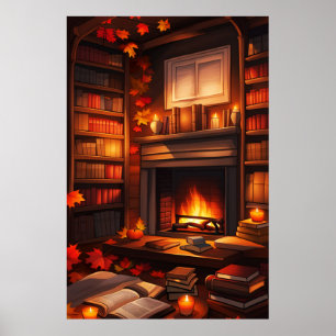 Mysiga hösten Bibliotek Poster