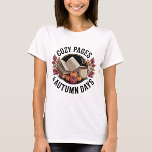 Mysiga hösten Bok och Tea Vintage Reading T Shirt