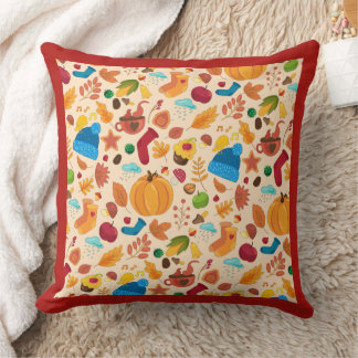 Mysiga hösten Fall Mönster Kall Weather Löv Red Kudde