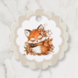 Mysiga höstfox Babyskor Mysigt Woodland Party Gåvor Etiketter