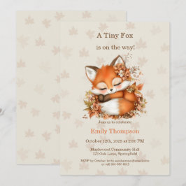 Mysiga höstfox Babyskor Mysigt Woodland Party Inbjudningar