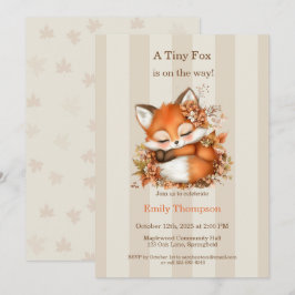 Mysiga höstfox Babyskor Mysigt Woodland Party Inbjudningar