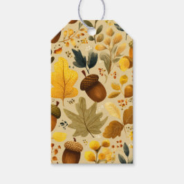 Mysiga höstkonton och Löv i Gult, Brun Presentetikett
