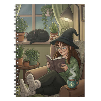 Mysiga höstläsningsnook - Witch Cat Bokar Tea Anteckningsbok