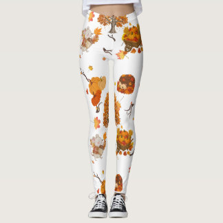 mysiga höstskogsmönstrade leggings - söta höst