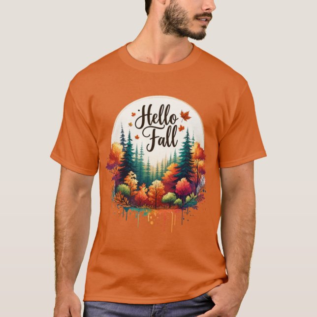  mysiga höstvibbar vattenfärg pumpor höstblommor t shirt (Framsida)