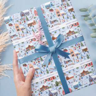 Mysiga Hygge-byfamiljen för julvinterbyar Namn Presentpapper